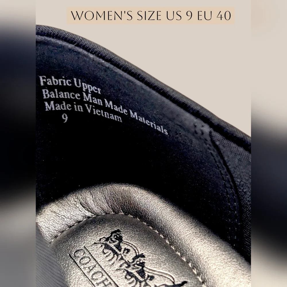 Coach and Four Women Sz 9 Satin Black Cushioned Round Toe Slip-In Mid-Heel Pumps